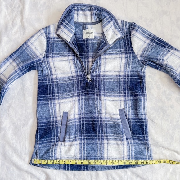 Abercrombie Plaid Quarter Zip Sherpa Sweater (Size: XS) - Picture 12 of 15